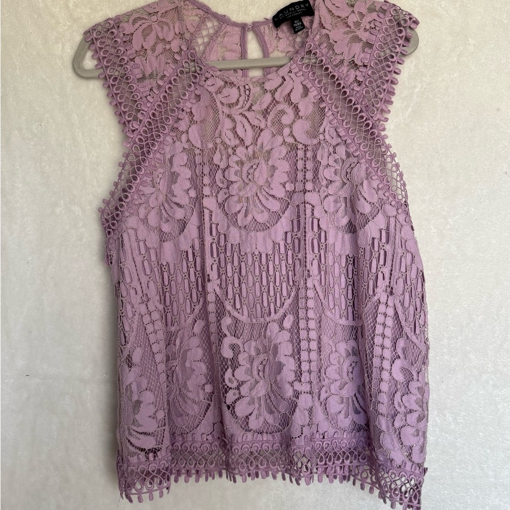 Laundry By Shelli Segal Purple Lace Sleeveless Blouse